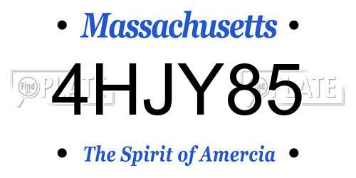 4HJY85 Massachusetts License Plate