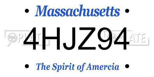 4HJZ94 Massachusetts License Plate