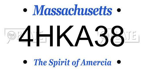 4HKA38 Massachusetts License Plate