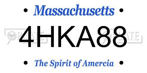 4HKA88 Massachusetts License Plate