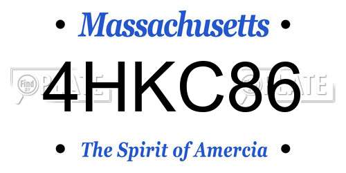 4HKC86 Massachusetts License Plate