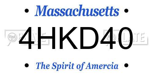 4HKD40 Massachusetts License Plate