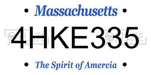 4HKE335 Massachusetts License Plate