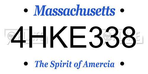 4HKE338 Massachusetts License Plate