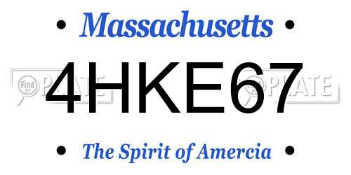 4HKE67 Massachusetts License Plate