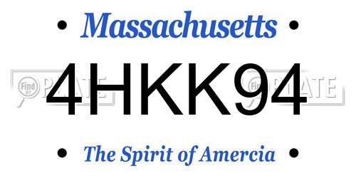 4HKK94 Massachusetts License Plate