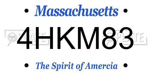 4HKM83 Massachusetts License Plate