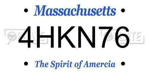 4HKN76 Massachusetts License Plate