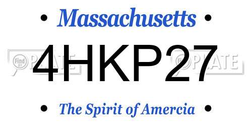 4HKP27 Massachusetts License Plate