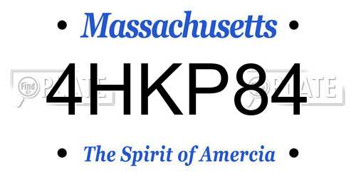 4HKP84 Massachusetts License Plate