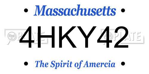 4HKY42 Massachusetts License Plate
