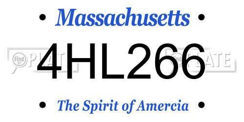 4HL266 Massachusetts License Plate
