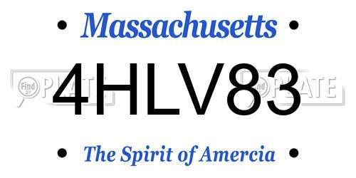 4HLV83 Massachusetts License Plate