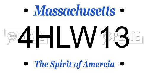 4HLW13 Massachusetts License Plate