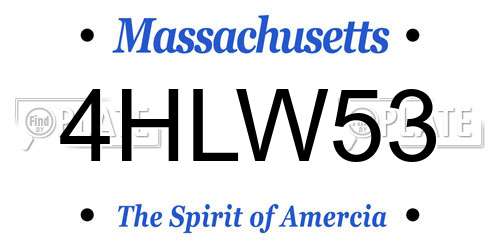 4HLW53 Massachusetts License Plate