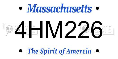 4HM226 Massachusetts License Plate