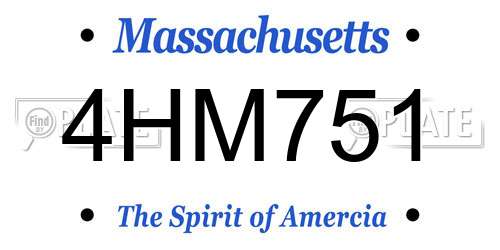 4HM751 Massachusetts License Plate
