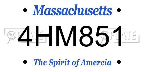 4HM851 Massachusetts License Plate