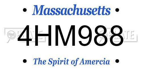 4HM988 Massachusetts License Plate
