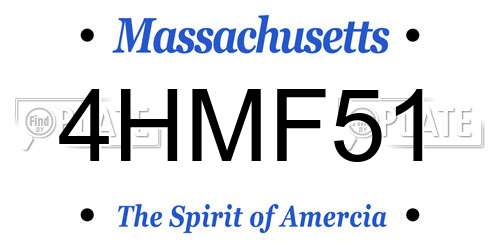 4HMF51 Massachusetts License Plate