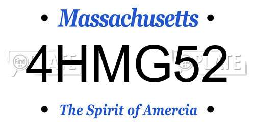 4HMG52 Massachusetts License Plate
