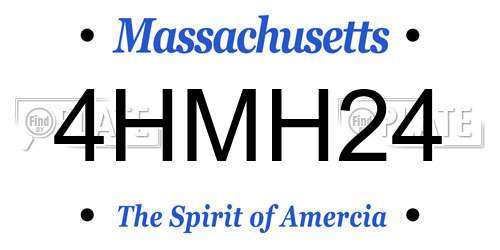 4HMH24 Massachusetts License Plate