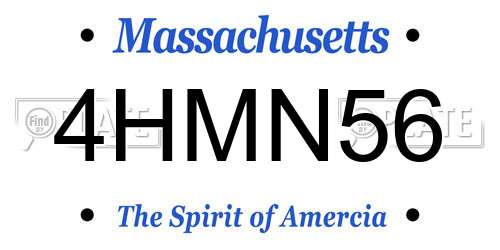 4HMN56 Massachusetts License Plate