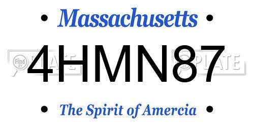 4HMN87 Massachusetts License Plate