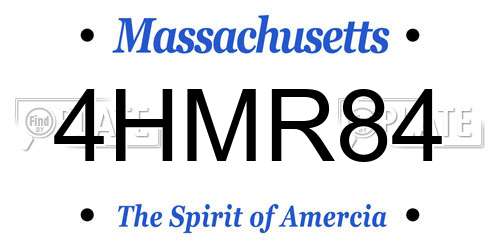 4HMR84 Massachusetts License Plate