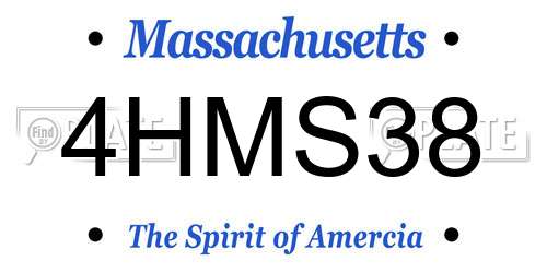 4HMS38 Massachusetts License Plate