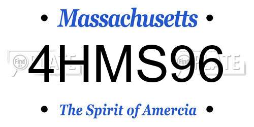 4HMS96 Massachusetts License Plate