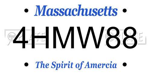 4HMW88 Massachusetts License Plate