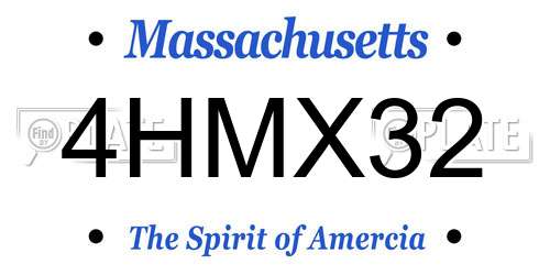 4HMX32 Massachusetts License Plate