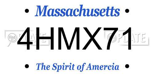 4HMX71 Massachusetts License Plate