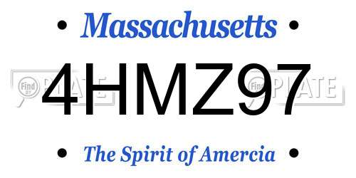 4HMZ97 Massachusetts License Plate