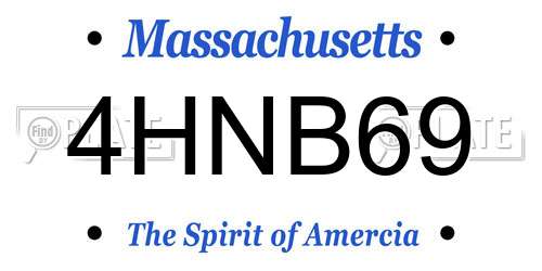 4HNB69 Massachusetts License Plate