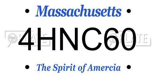 4HNC60 Massachusetts License Plate