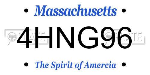 4HNG96 Massachusetts License Plate