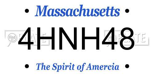 4HNH48 Massachusetts License Plate