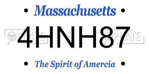 4HNH87 Massachusetts License Plate