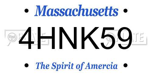 4HNK59 Massachusetts License Plate