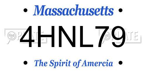 4HNL79 Massachusetts License Plate