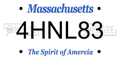 4HNL83 Massachusetts License Plate