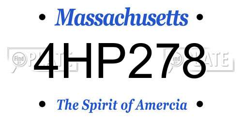 4HP278 Massachusetts License Plate