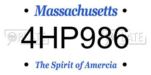 4HP986 Massachusetts License Plate