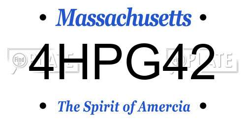 4HPG42 Massachusetts License Plate