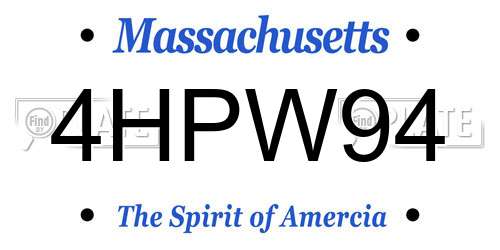 4HPW94 Massachusetts License Plate