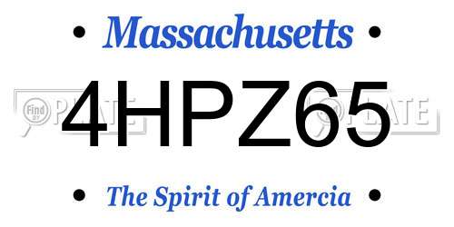 4HPZ65 Massachusetts License Plate