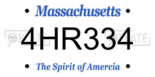 4HR334 Massachusetts License Plate