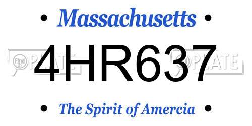 4HR637 Massachusetts License Plate